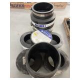 Flexible pipe hub doughnut and flexible, cap and