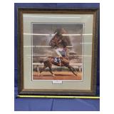 Framed photo of Race Horse Cigar, and Jockey