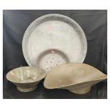 Vtg. Metal tin sifter/ Vtg metal pie pan Vtg.