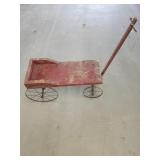 Antique primitive wooden pull wagon