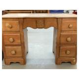 Vintage Maple Desk w/6 drawers, carved leaf detail