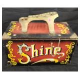Vtg Carnival  style wooden shoe shine box with