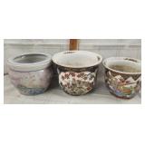 3 Vtg. Chinese porcelain planters