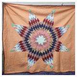 Vtg Handmade quilt 6'8- 6'3