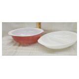 Vtg. Pyrex casserole dish Flamingo pink / Vtg.