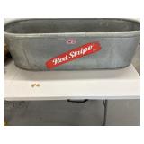Vtg red stripe galvanized metal tub