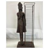 Vtg standing budah wooden statue with Cd rack