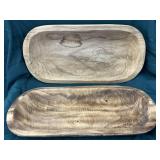 (2) rustic wooden dough bowls