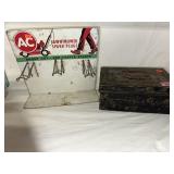 AC spark plug advertisement and Vtg tool box