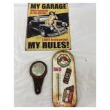 Vtg signs and a handheld mirror