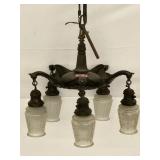 Antique Ornate Chandelier With Loetz Style