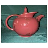 Hall 06.93 6 cup tea pot. Maroon with 24k gold