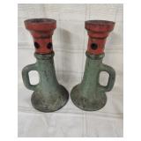 2 Antique cast iron screw jacks