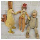 Early Lot 3 Carnival Monkey, Chicken, Costume Doll
