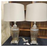 Pr Of Nice Quality Table Lamps, Smoked Iridescent