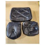 Motorcycle back rest, Leather pad, small bag