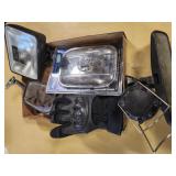 12 volts spot light, rear view mirror , lantern