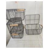 4 Vtg.style wire mesh storage baskets