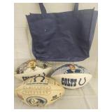 3 Colts footballs /Bag