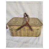 Vtg Metal Tin Picnic Basket