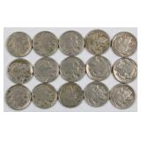 15x Full or Partial Date Buffalo Nickels