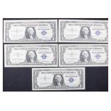 5x Uncirculated $1 Silver Certificates