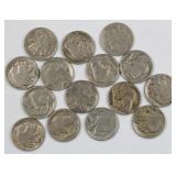 15x Full or Partial Date Buffalo Nickels