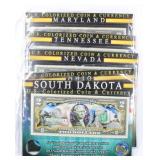 5x Colorized State Coin & $2 Bank Notes