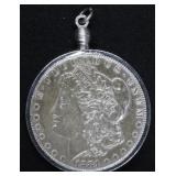 1884-O Morgan Silver Dollar in Pendant Rim