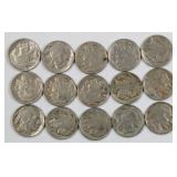 15x Full or Partial Date Buffalo Nickels
