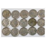 15x Full or Partial Date Buffalo Nickels