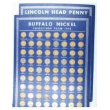 Partial Lincoln Penny/ Buffalo Nickel Frameable Bo
