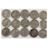 15x Full or Partial Date Buffalo Nickels