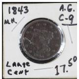1843 Large Cent Coin