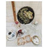 Vtg. 2 Depression glass ashtray , Vtg. Tray