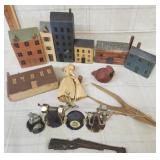 Primitive Decor Houses, Lead Metal Rifle Toy, Etc.