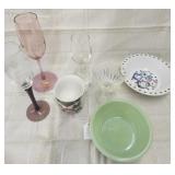 Vtg. Jadeite bowl, Remember me cup, Champaign