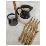 Vtg. Style wall rack, two tone stoneware p