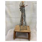 Vintage Wooden Step & Windmill Decor