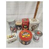 Vtg. Pantry tin canisters, vtg. Recipes box