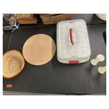 Pizza stone woven bowl deviled egg container a