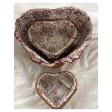 (3) heart shaped Longaberger baskets