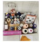 Vtg galss jar ,Lots of sewing thread