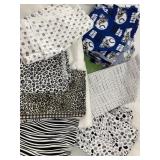 Fabric in assorted black & white patterns, Colts