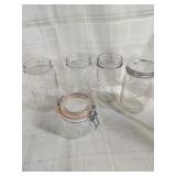 5 Vtg. Mason jars