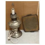 Electrified oil lamp and copper trivet