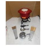 Cuisinart red fondue pot and accessories