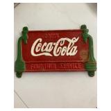 Vintage Cast Iron Coca-Cola Fountain Service Sign