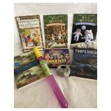 Assorted Books, 10 Game Pack CD, Bubble Wand,
