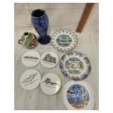 Vtg. Collectors plates, Hancock County coasters,